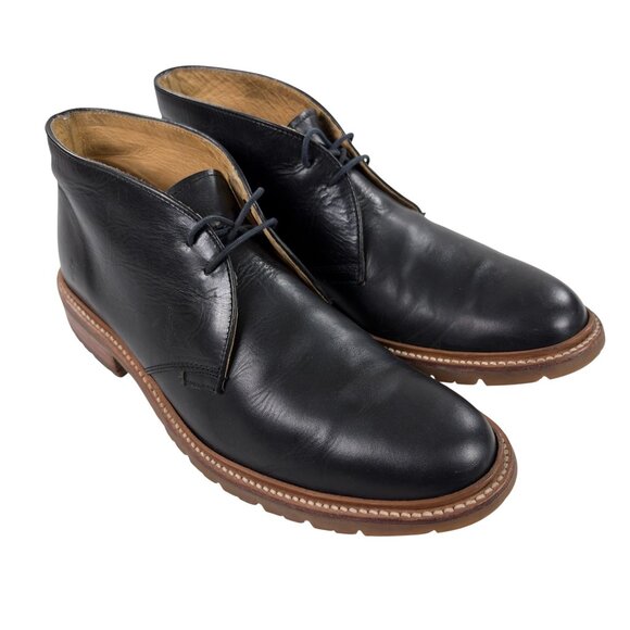 FRYE Chukka Boots Mens Size 11.5 D Lug Sole Black Leather Lace Up Plain Toe main image 8